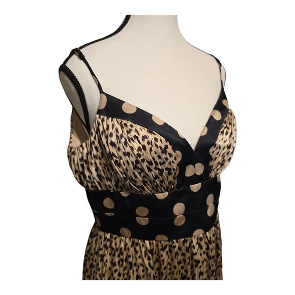 OC by OC Babydoll Dress Womens Large 100% Silk Leopard Polka Dot Print Retro - Picture 4 of 10